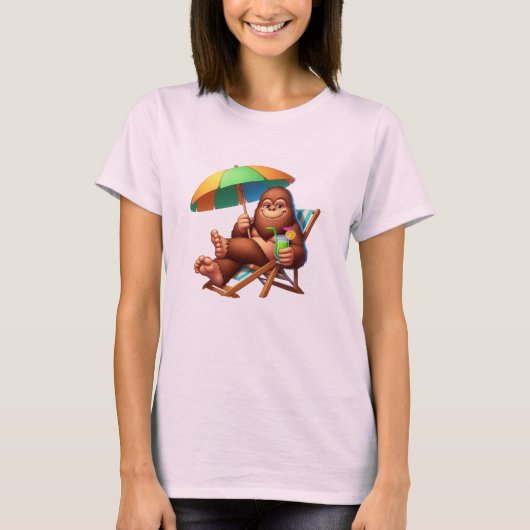 Chill Bigfoot Beach Vibes Funny Summer Sasquatch T-Shirt (Vorderseite)