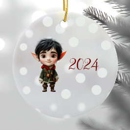 Chill Boy Christmas Elf Keramik Ornament