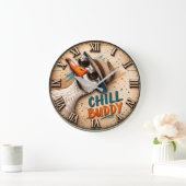 Chill Buddy Funny Goose Große Wanduhr (Zuhause)