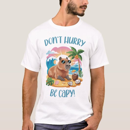 Chill Capybara Beach Vibes - Beeil dich nicht, Cap T-Shirt (Vorderseite)