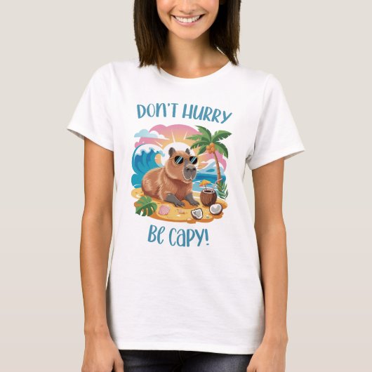 Chill Capybara Beach Vibes - Beeil dich nicht, Cap T-Shirt (Vorderseite)