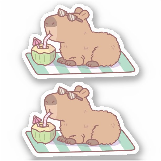 Chill Capybara Drinks Coconut Juice Aufkleber (Vorderseite)