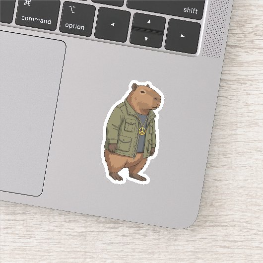 Chill Capybara Friedenszeichen Swagger Aufkleber (Detail)