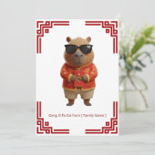 Chill Capybara Gong Xi Fa Cai Card Karte (Stehend Vorderseite)