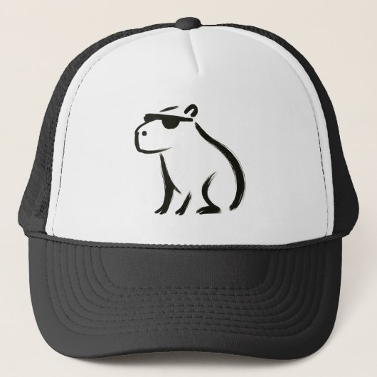 Chill Capybara – Ink Brush Design Tote Bag Truckerkappe (Vorderseite)
