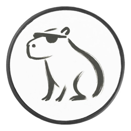 Chill Capybara - Tintenbrush Design Eishockey Puck (Vorderseite)