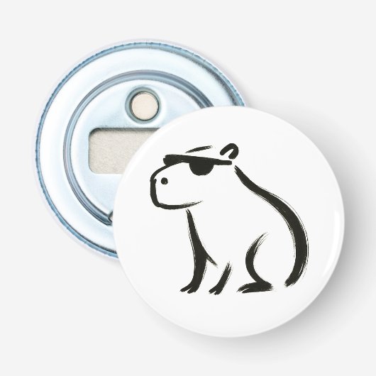 Chill Capybara - Tintenbrush Design Flaschenöffner (Vorderseite)