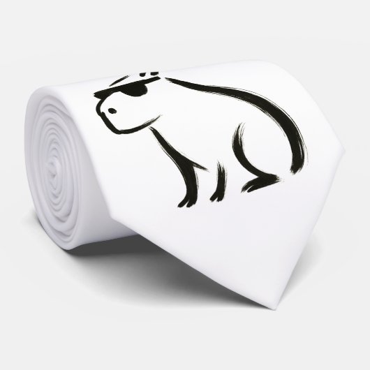 Chill Capybara - Tintenbrush Design Krawatte (Gerollt)