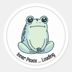 Chill Cartoon Zen Frosch, Süßer meditierender Fros Runder Aufkleber