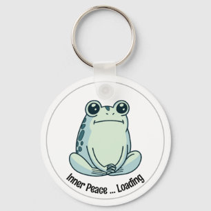 Chill Cartoon Zen Frosch, Süßer meditierender Fros Schlüsselanhänger