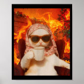 Chill Cat And Coffe Xmas Funny Cat Meme Y2k Joke  Poster (Vorne)