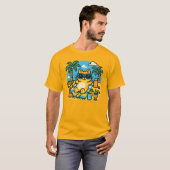 Chill Cat Beach Day Cartoon T-Shirt-Fun Summer Tee (Vorne ganz)