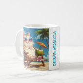 Chill Cat on Beach - Funny Vacation Tasse (Vorderseite Links)