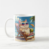 Chill Cat on Beach - Funny Vacation Tasse (Links)