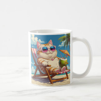 Chill Cat on Beach - Funny Vacation Tasse