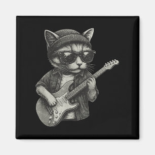 Chill Cat Playing Gitarre Rock Music Funny Animal  Magnet