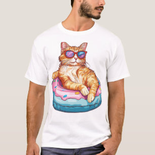Chill Cat Sommer Stimmung – Lustige Katze am Pool. T-Shirt