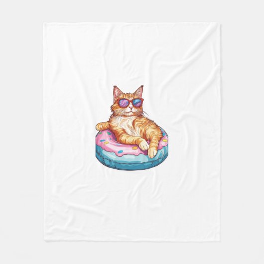 Chill Cat Sommer Stimmung � Poolside Lustige Kitty Fleecedecke (Vorderseite)