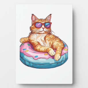 Chill Cat Sommer Vibes � Lustige Katze neben dem P Fotoplatte