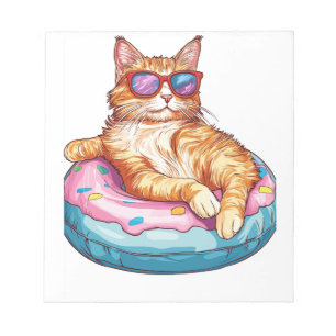 Chill Cat Sommer Vibes � Lustige Katze neben dem P Notizblock