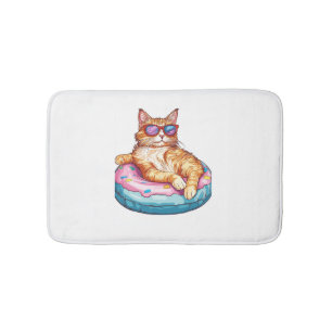 Chill Cat Summer Vibes - Poolside Funny Kitty Badematte