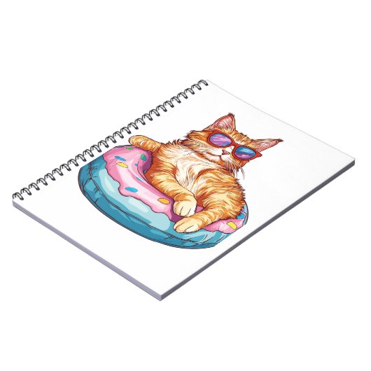 Chill Cat Summer Vibes - Poolside Funny Kitty Notizblock (Linke Seite)