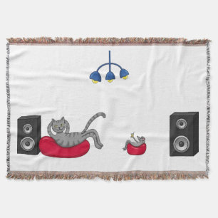 Chill Cat und Maus hören Musik Wurfdecke Decke