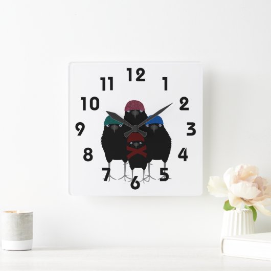 Chill Crows Wall Clock Quadratische Wanduhr (Zuhause)