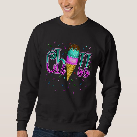 Chill Cute Sweet Pink Teal Ice Cream Sprinkle Sweatshirt (Vorderseite)
