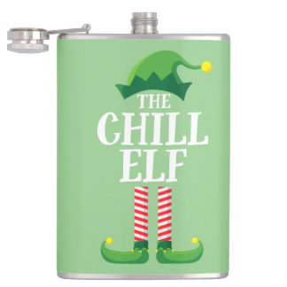Chill Elf Matching Family Group Weihnachts-Party Flachmann
