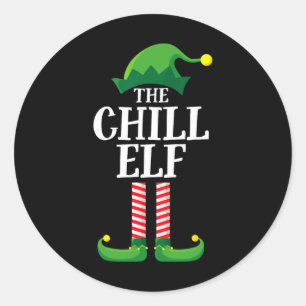 Chill Elf Matching Family Group Weihnachts-Party Runder Aufkleber