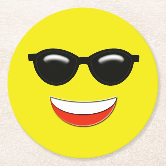 Chill Emoji Runder Pappuntersetzer (Vorderseite)
