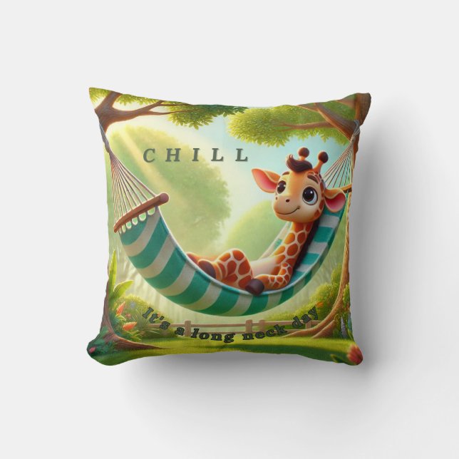 Chill - Es ist eine Lange Nacht Giraffe Kissen (Vorderseite)