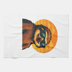 Chill Faultier mit Sonnenbrille - Retro Sonnenunte Geschirrtuch