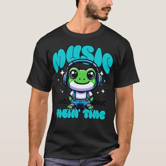 Chill Frog Headphone Music T-Shirt Niedlich zu Ani (Vorderseite)