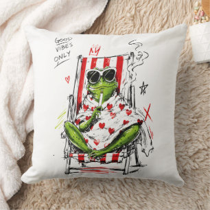 Chill Frosch Gute Vibes Only Sonnenbrille Kunst Kissen