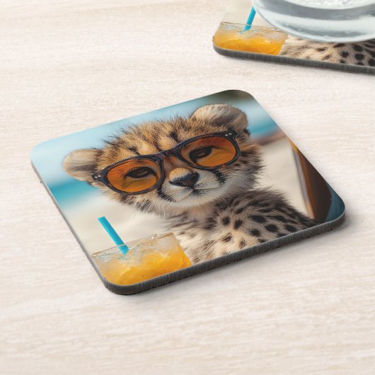 Chill-Gepard Getränkeuntersetzer (Linke Seite)