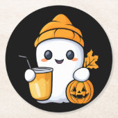 Chill Ghost Warme Kaffee Gemüter Fall Runder Pappuntersetzer (Vorderseite)