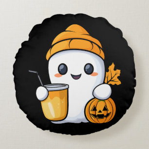 Chill Ghost Warme Kaffee Gemüter Fall Rundes Kissen