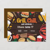 Chill Grill und Bier Einladungskarte zum Geburtsta Einladung (Vorne/Hinten)