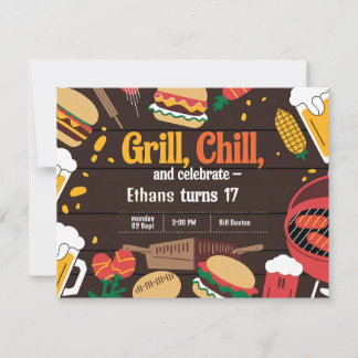 Chill Grill und Bier Einladungskarte zum Geburtsta Einladung