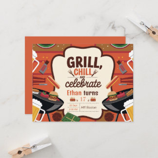 Chill Grill und Bier Einladungskarte zum Geburtsta Einladung