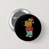 Chill Guy Meme trägt hässlichen Weihnachtspullover Button (Vorne & Hinten)