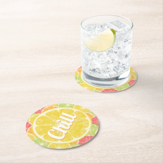 Chill Lemon Citrus Slices Runder Pappuntersetzer (Vor Ort)