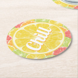 Chill Lemon Citrus Slices Runder Pappuntersetzer