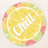 Chill Lemon Citrus Slices Runder Pappuntersetzer (Vorderseite)