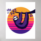 Chill like a sloth - Retro Sunset Sloth Poster (Vorne)