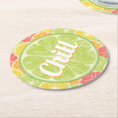 Chill Limon Citrus Slices Runder Pappuntersetzer (Angewinkelt)