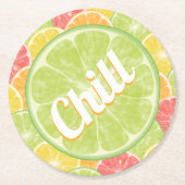 Chill Limon Citrus Slices Runder Pappuntersetzer (Vorderseite)