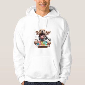 ​"Chill Out, It's Winter! Vibrant Letter Dog Sign Hoodie